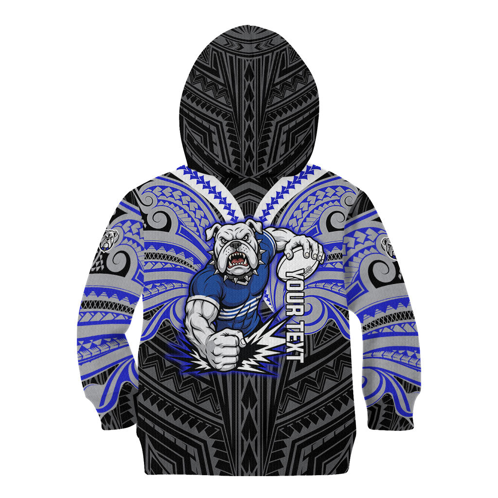 Custom Canterbury-Bankstown Bulldogs Kid Hoodie Bulldog Warrior Polynesia Islander Rugby Mascot