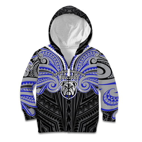 Custom Canterbury-Bankstown Bulldogs Kid Hoodie Bulldog Warrior Polynesia Islander Rugby Mascot