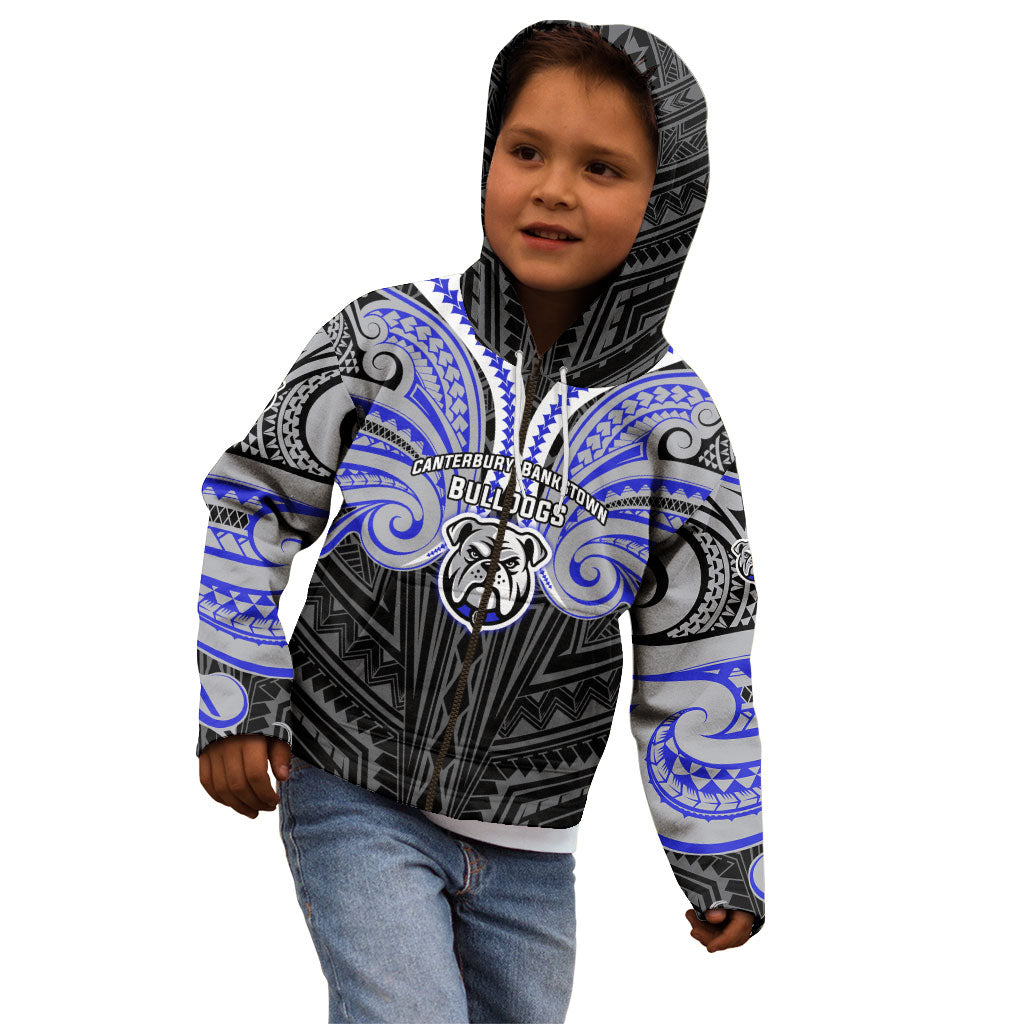 Custom Canterbury-Bankstown Bulldogs Kid Hoodie Bulldog Warrior Polynesia Islander Rugby Mascot