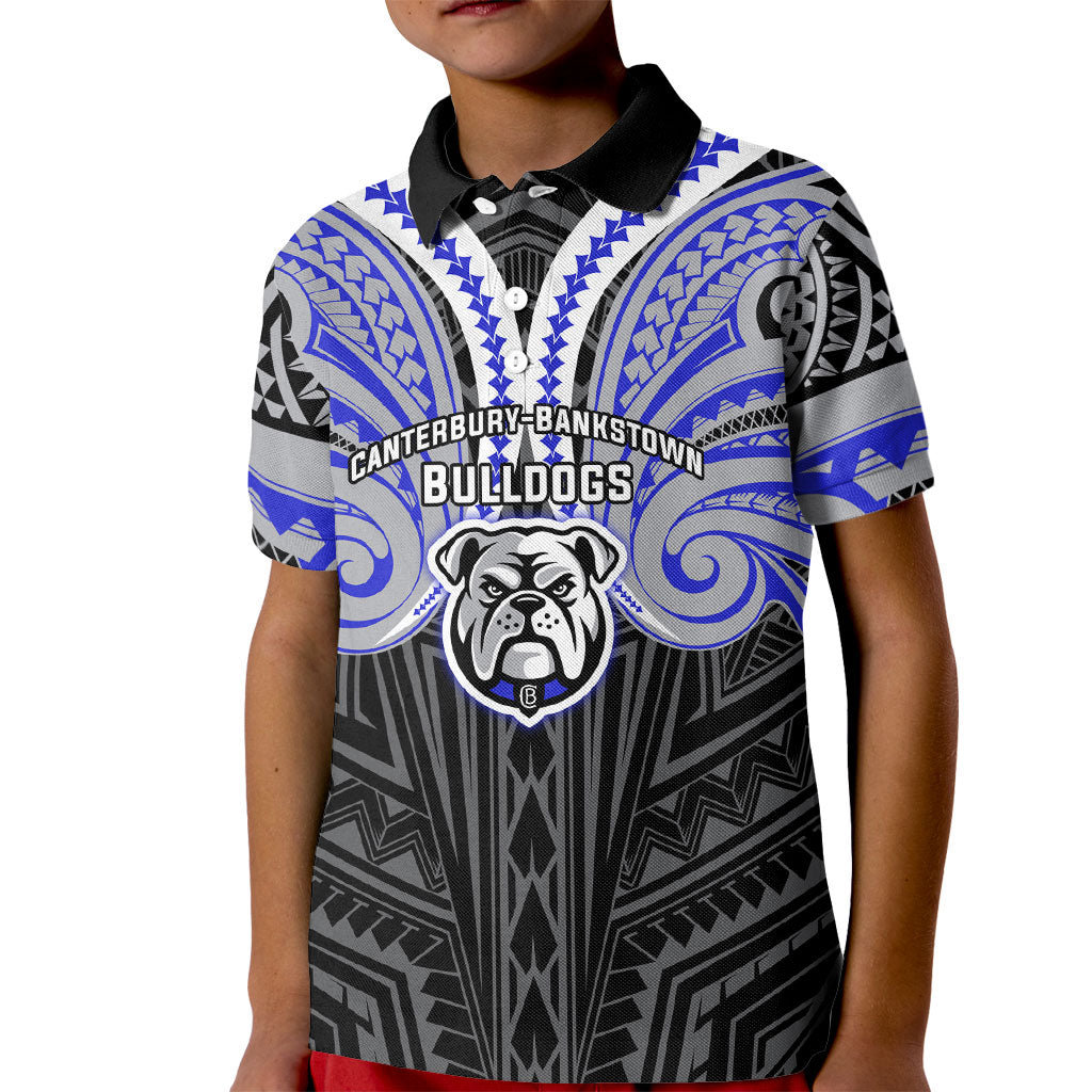 Custom Canterbury-Bankstown Bulldogs Kid Polo Shirt Bulldog Warrior Polynesia Islander Rugby Mascot