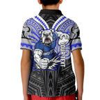 Custom Canterbury-Bankstown Bulldogs Kid Polo Shirt Bulldog Warrior Polynesia Islander Rugby Mascot