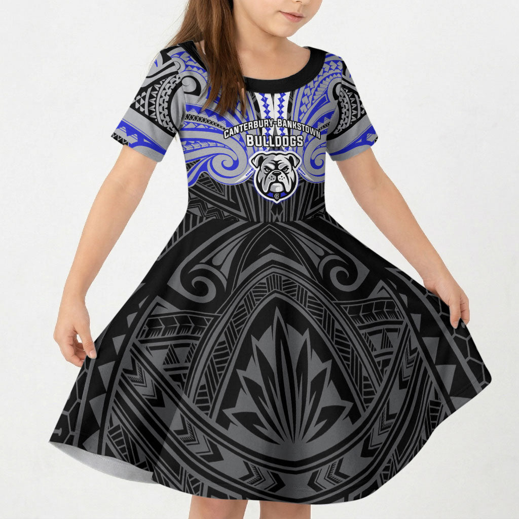 Custom Canterbury-Bankstown Bulldogs Kid Short Sleeve Dress Bulldog Warrior Polynesia Islander Rugby Mascot