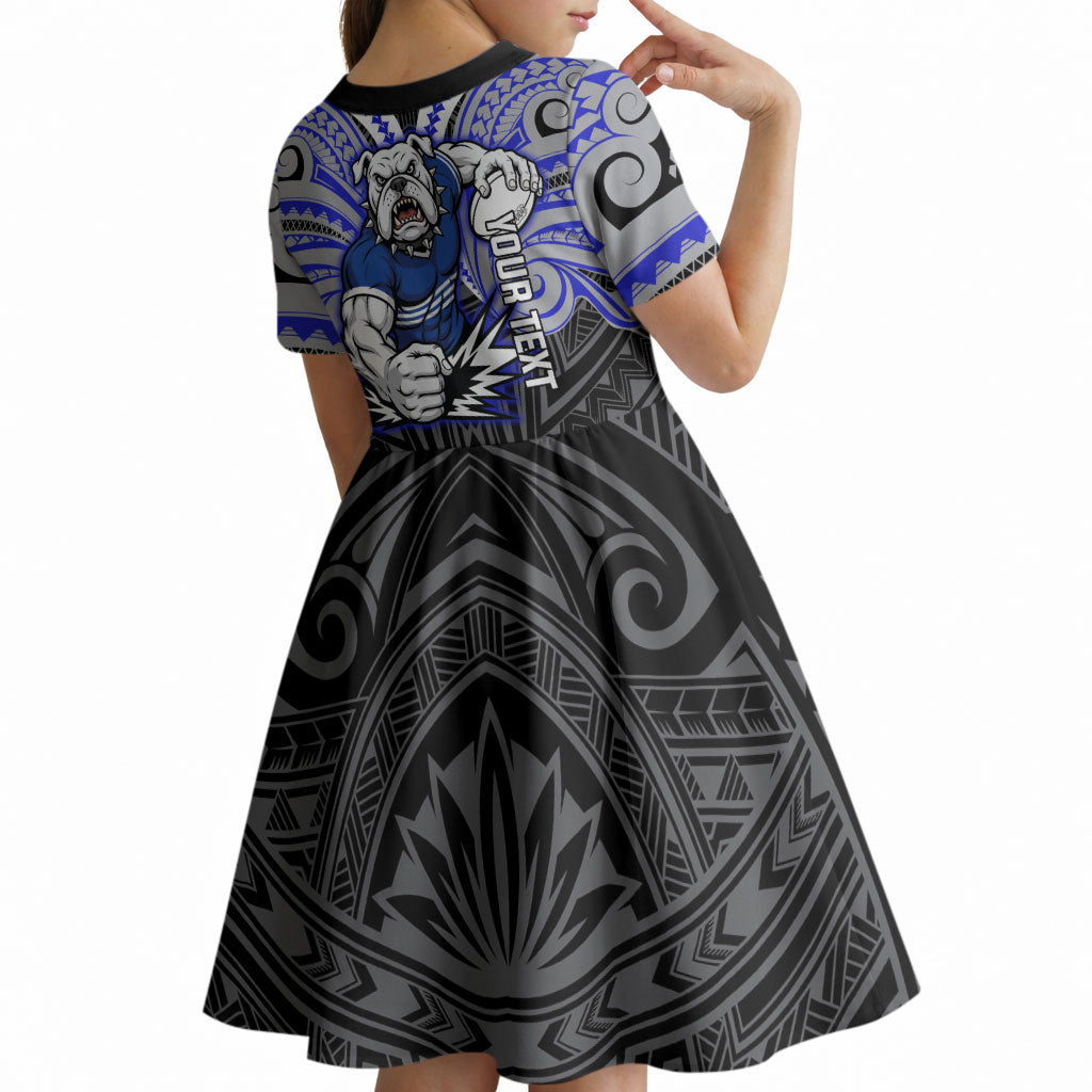 Custom Canterbury-Bankstown Bulldogs Kid Short Sleeve Dress Bulldog Warrior Polynesia Islander Rugby Mascot