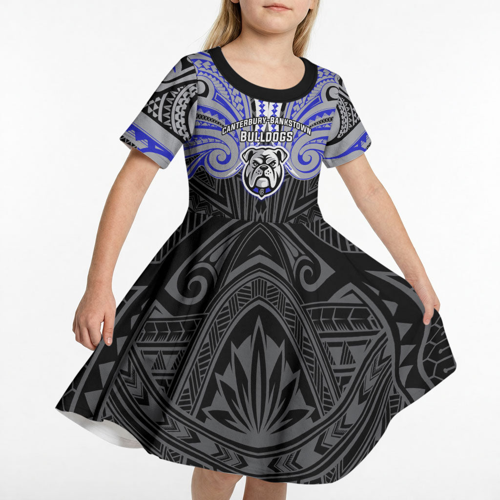 Custom Canterbury-Bankstown Bulldogs Kid Short Sleeve Dress Bulldog Warrior Polynesia Islander Rugby Mascot