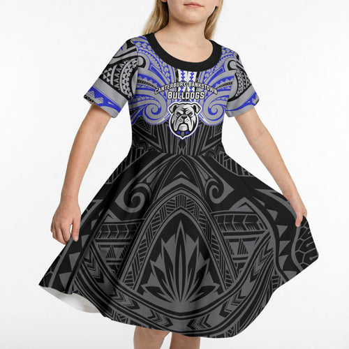 Custom Canterbury-Bankstown Bulldogs Kid Short Sleeve Dress Bulldog Warrior Polynesia Islander Rugby Mascot