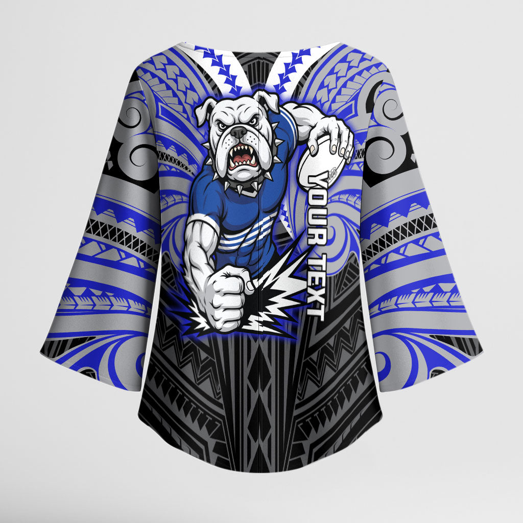 Custom Canterbury-Bankstown Bulldogs Kimono Sleeve Blouse Bulldog Warrior Polynesia Islander Rugby Mascot