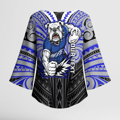 Custom Canterbury-Bankstown Bulldogs Kimono Sleeve Blouse Bulldog Warrior Polynesia Islander Rugby Mascot