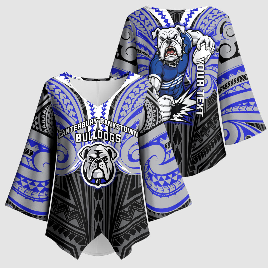 Custom Canterbury-Bankstown Bulldogs Kimono Sleeve Blouse Bulldog Warrior Polynesia Islander Rugby Mascot