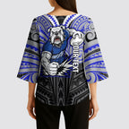 Custom Canterbury-Bankstown Bulldogs Kimono Sleeve Blouse Bulldog Warrior Polynesia Islander Rugby Mascot