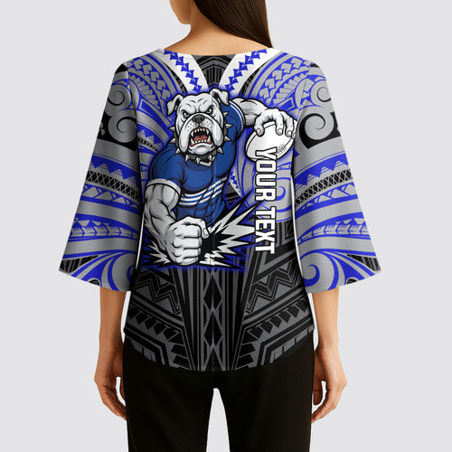 Custom Canterbury-Bankstown Bulldogs Kimono Sleeve Blouse Bulldog Warrior Polynesia Islander Rugby Mascot