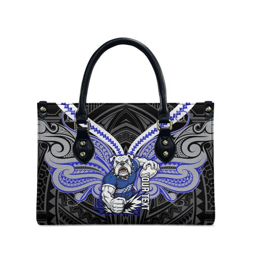 Custom Canterbury-Bankstown Bulldogs Leather Bag Bulldog Warrior Polynesia Islander Rugby Mascot