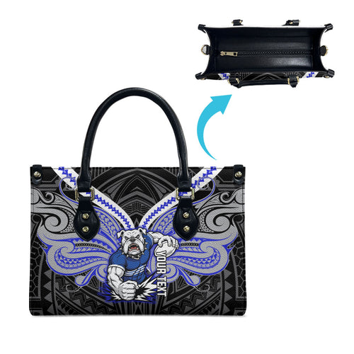 Custom Canterbury-Bankstown Bulldogs Leather Bag Bulldog Warrior Polynesia Islander Rugby Mascot
