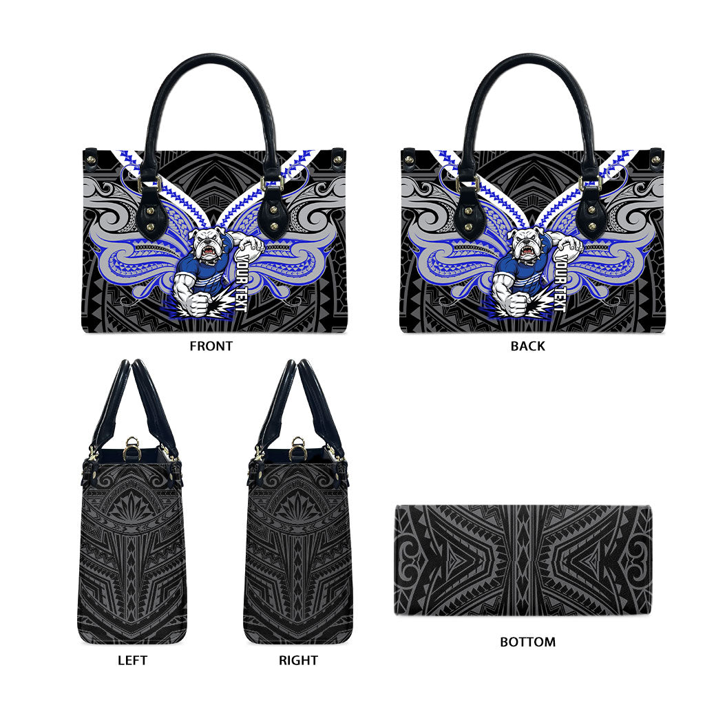 Custom Canterbury-Bankstown Bulldogs Leather Bag Bulldog Warrior Polynesia Islander Rugby Mascot