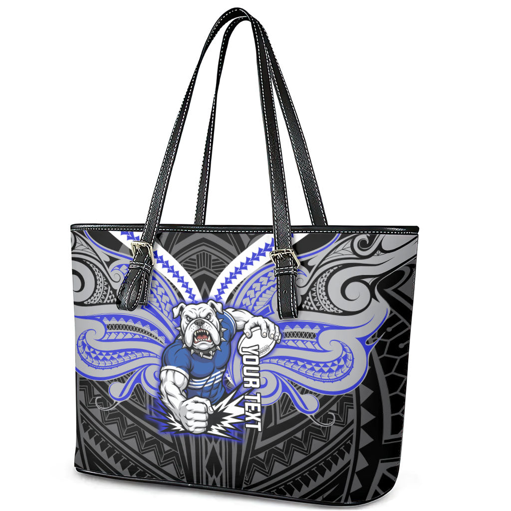 Custom Canterbury-Bankstown Bulldogs Leather Tote Bag Bulldog Warrior Polynesia Islander Rugby Mascot