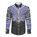 Custom Canterbury-Bankstown Bulldogs Long Sleeve Button Shirt Bulldog Warrior Polynesia Islander Rugby Mascot