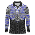 Custom Canterbury-Bankstown Bulldogs Long Sleeve Polo Shirt Bulldog Warrior Polynesia Islander Rugby Mascot