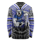 Custom Canterbury-Bankstown Bulldogs Long Sleeve Shirt Bulldog Warrior Polynesia Islander Rugby Mascot