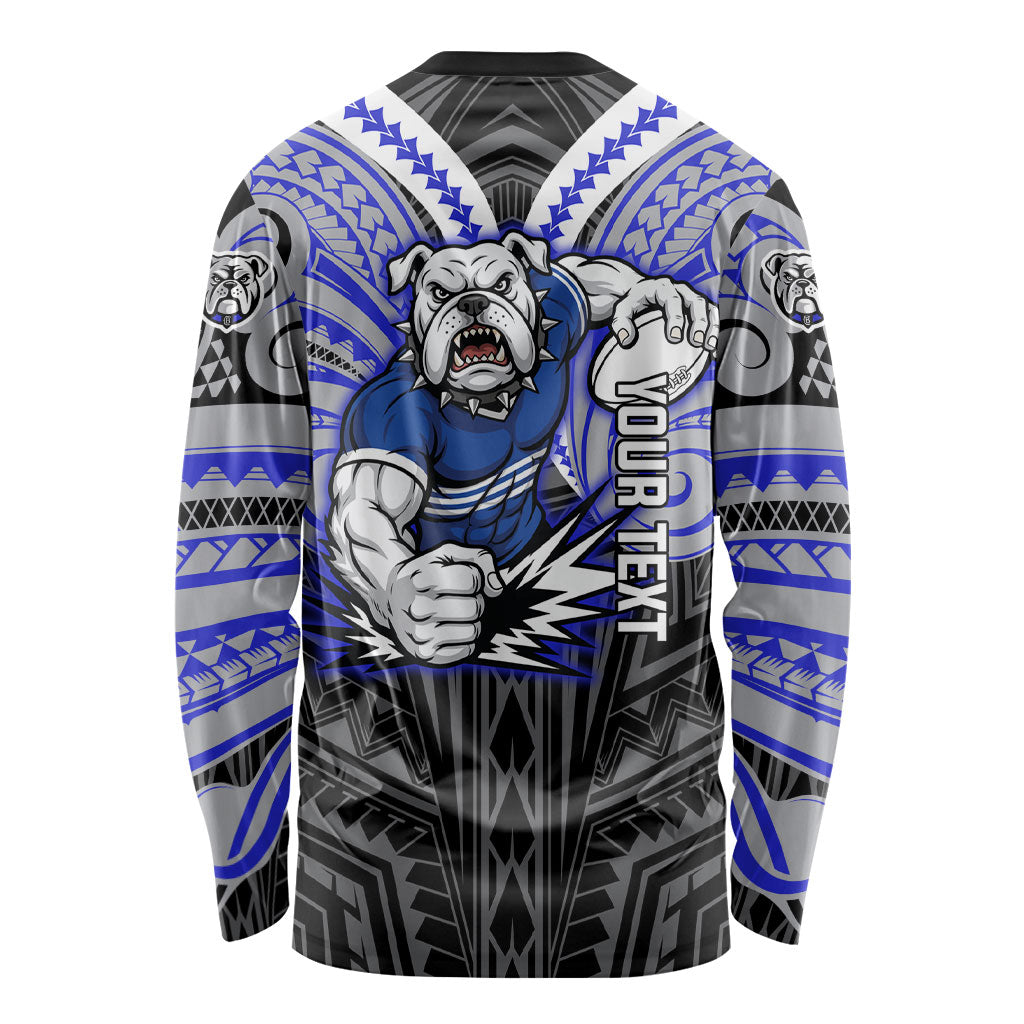 Custom Canterbury-Bankstown Bulldogs Long Sleeve Shirt Bulldog Warrior Polynesia Islander Rugby Mascot