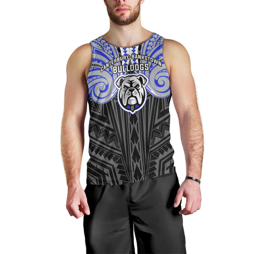 Custom Canterbury-Bankstown Bulldogs Men Tank Top Bulldog Warrior Polynesia Islander Rugby Mascot