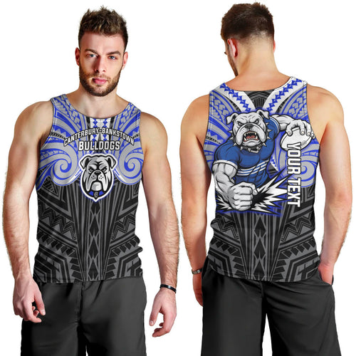 Custom Canterbury-Bankstown Bulldogs Men Tank Top Bulldog Warrior Polynesia Islander Rugby Mascot