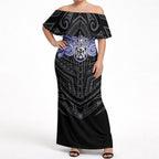 Custom Canterbury-Bankstown Bulldogs Off Shoulder Maxi Dress Bulldog Warrior Polynesia Islander Rugby Mascot