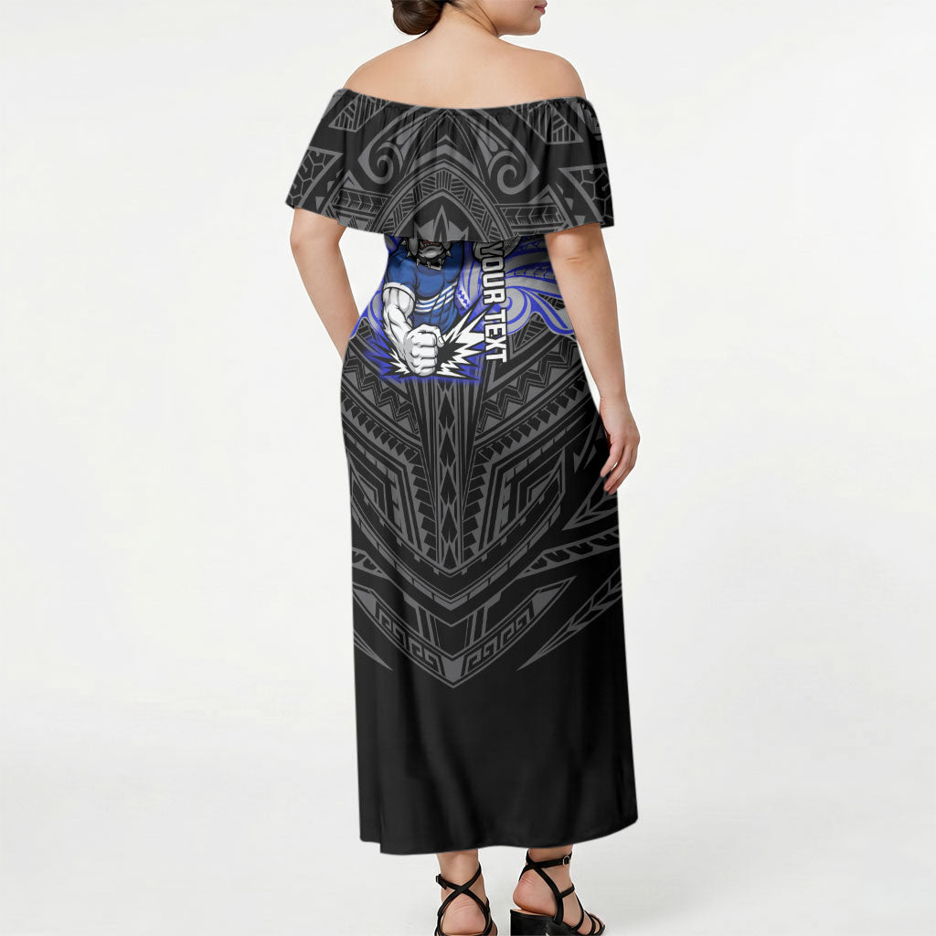 Custom Canterbury-Bankstown Bulldogs Off Shoulder Maxi Dress Bulldog Warrior Polynesia Islander Rugby Mascot