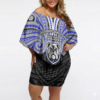 Custom Canterbury-Bankstown Bulldogs Off Shoulder Short Dress Bulldog Warrior Polynesia Islander Rugby Mascot