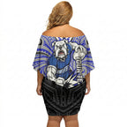 Custom Canterbury-Bankstown Bulldogs Off Shoulder Short Dress Bulldog Warrior Polynesia Islander Rugby Mascot