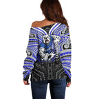 Custom Canterbury-Bankstown Bulldogs Off Shoulder Sweater Bulldog Warrior Polynesia Islander Rugby Mascot