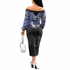 Custom Canterbury-Bankstown Bulldogs Off The Shoulder Long Sleeve Dress Bulldog Warrior Polynesia Islander Rugby Mascot