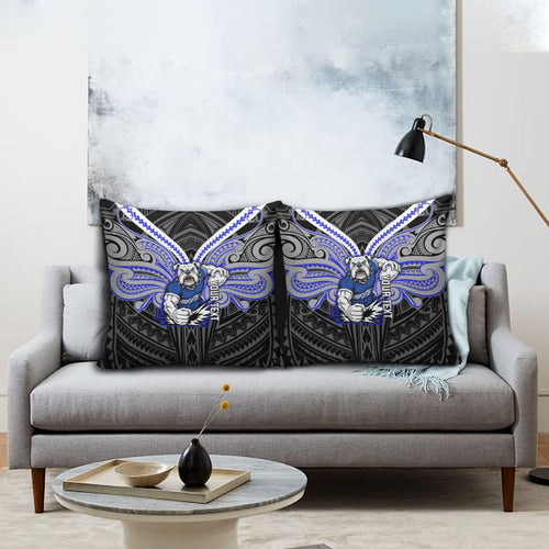 Custom Canterbury-Bankstown Bulldogs Pillow Cover Bulldog Warrior Polynesia Islander Rugby Mascot