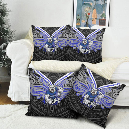Custom Canterbury-Bankstown Bulldogs Pillow Cover Bulldog Warrior Polynesia Islander Rugby Mascot
