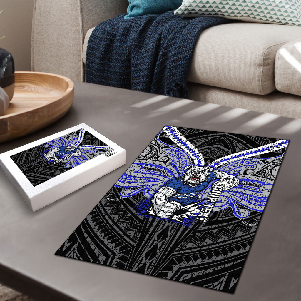 Custom Canterbury-Bankstown Bulldogs Puzzle Bulldog Warrior Polynesia Islander Rugby Mascot