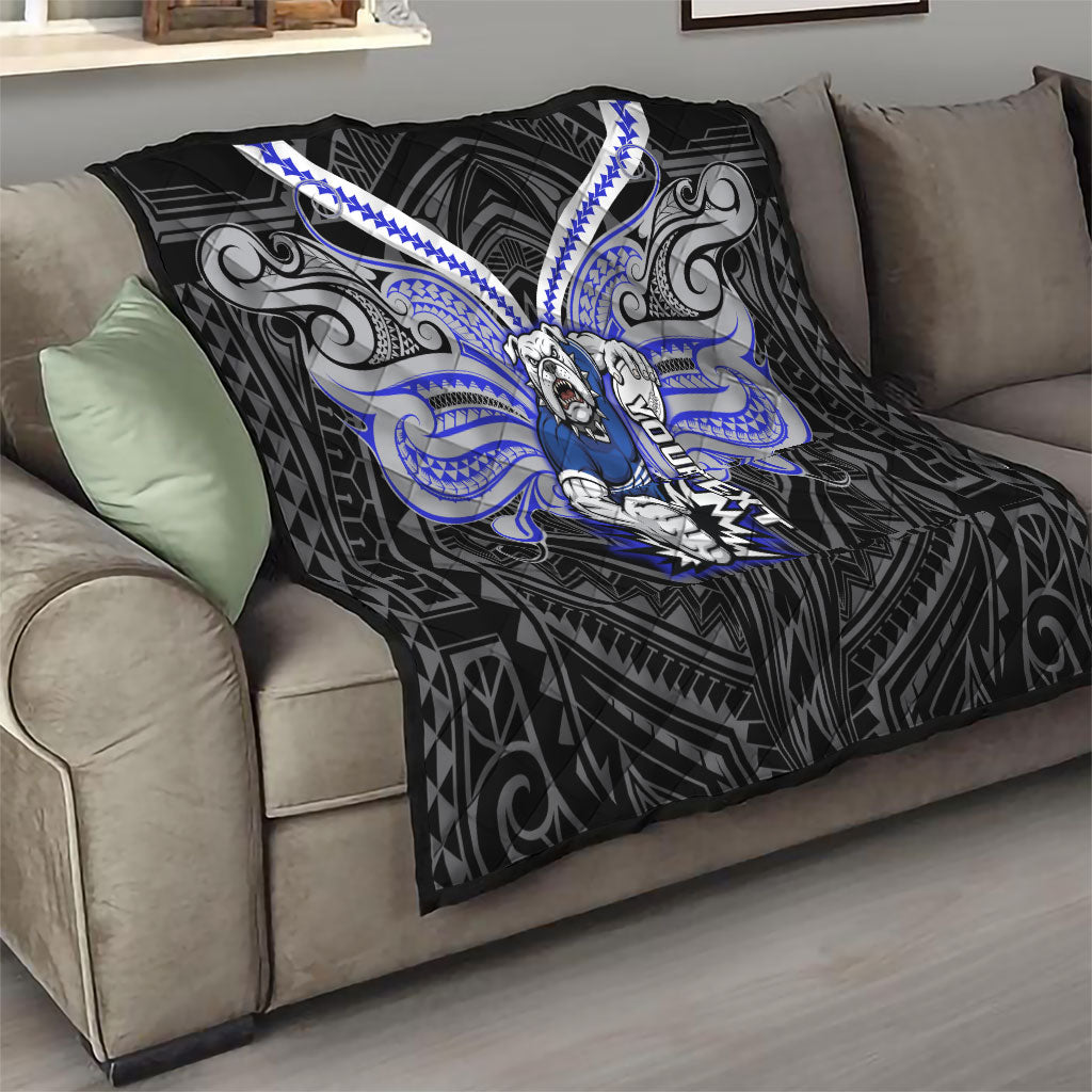 Custom Canterbury-Bankstown Bulldogs Quilt Bulldog Warrior Polynesia Islander Rugby Mascot