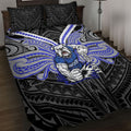 Custom Canterbury-Bankstown Bulldogs Quilt Bed Set Bulldog Warrior Polynesia Islander Rugby Mascot