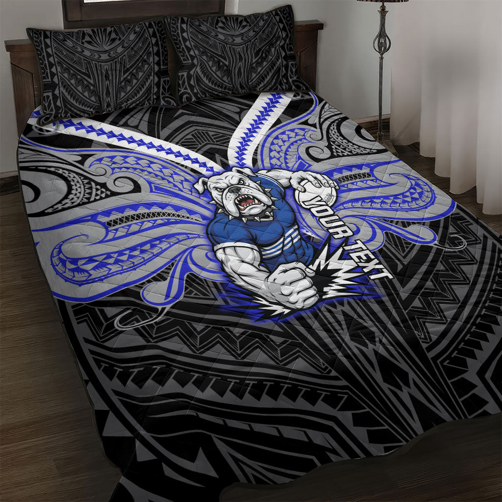 Custom Canterbury-Bankstown Bulldogs Quilt Bed Set Bulldog Warrior Polynesia Islander Rugby Mascot