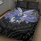 Custom Canterbury-Bankstown Bulldogs Quilt Bed Set Bulldog Warrior Polynesia Islander Rugby Mascot