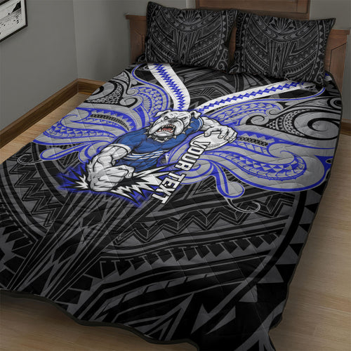 Custom Canterbury-Bankstown Bulldogs Quilt Bed Set Bulldog Warrior Polynesia Islander Rugby Mascot