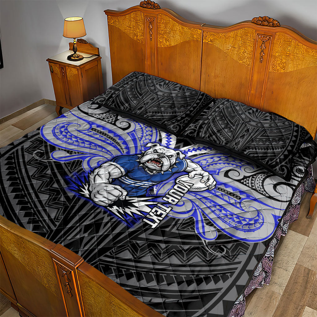 Custom Canterbury-Bankstown Bulldogs Quilt Bed Set Bulldog Warrior Polynesia Islander Rugby Mascot
