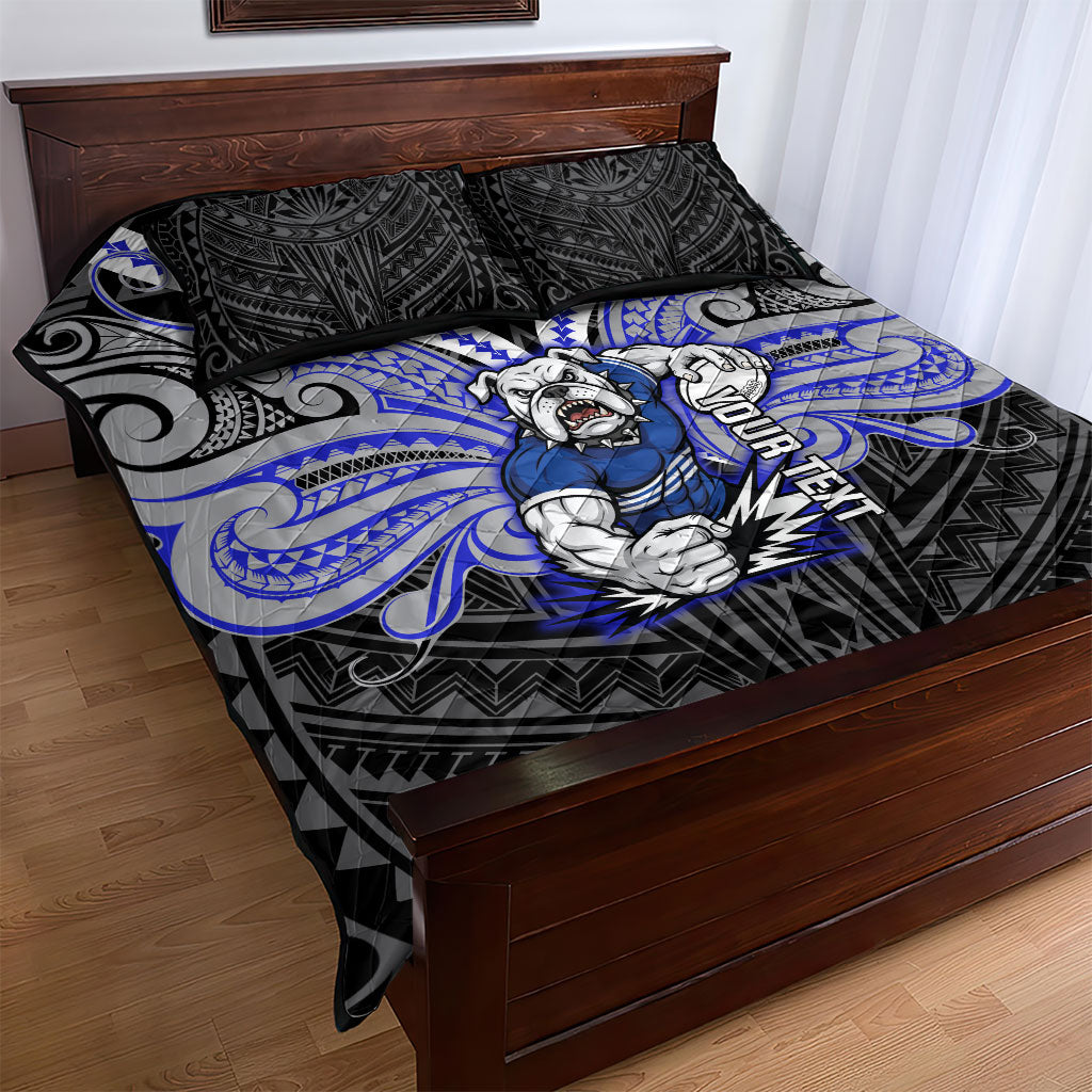 Custom Canterbury-Bankstown Bulldogs Quilt Bed Set Bulldog Warrior Polynesia Islander Rugby Mascot