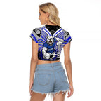 Custom Canterbury-Bankstown Bulldogs Raglan Cropped T Shirt Bulldog Warrior Polynesia Islander Rugby Mascot