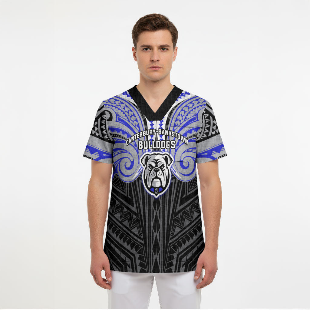 Custom Canterbury-Bankstown Bulldogs Scrub Top Bulldog Warrior Polynesia Islander Rugby Mascot