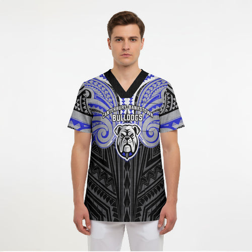 Custom Canterbury-Bankstown Bulldogs Scrub Top Bulldog Warrior Polynesia Islander Rugby Mascot