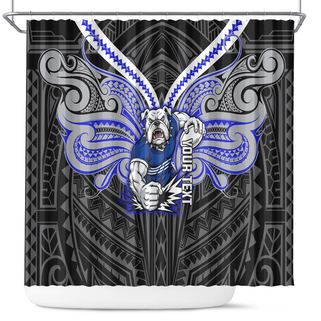 Custom Canterbury-Bankstown Bulldogs Shower Curtain Bulldog Warrior Polynesia Islander Rugby Mascot