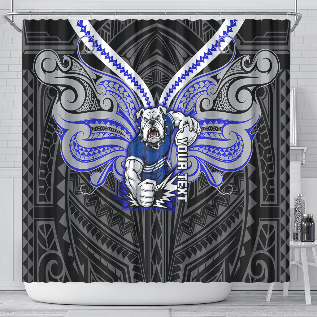 Custom Canterbury-Bankstown Bulldogs Shower Curtain Bulldog Warrior Polynesia Islander Rugby Mascot