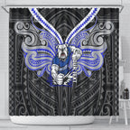 Custom Canterbury-Bankstown Bulldogs Shower Curtain Bulldog Warrior Polynesia Islander Rugby Mascot