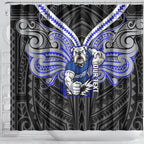 Custom Canterbury-Bankstown Bulldogs Shower Curtain Bulldog Warrior Polynesia Islander Rugby Mascot