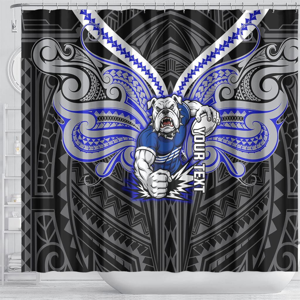 Custom Canterbury-Bankstown Bulldogs Shower Curtain Bulldog Warrior Polynesia Islander Rugby Mascot