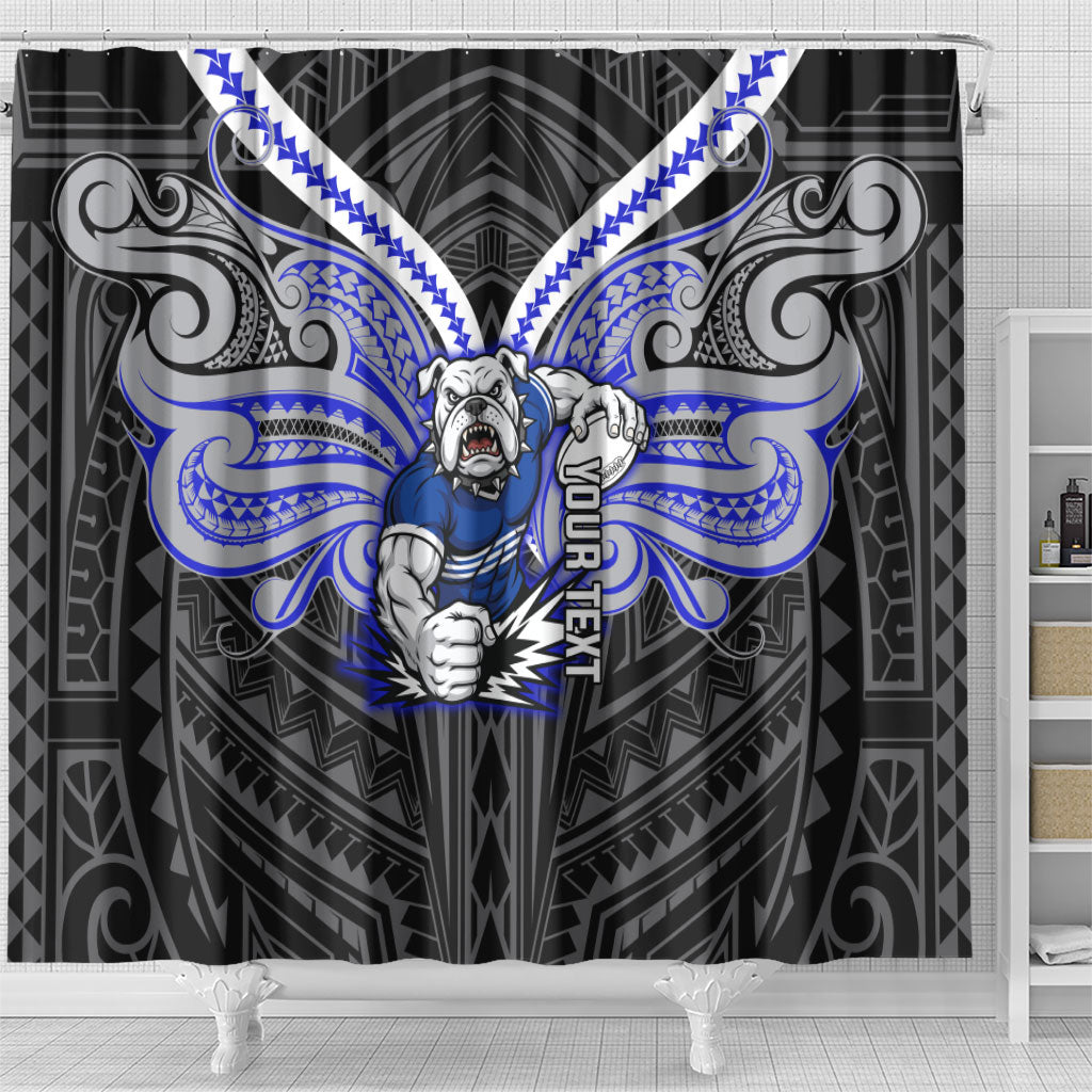 Custom Canterbury-Bankstown Bulldogs Shower Curtain Bulldog Warrior Polynesia Islander Rugby Mascot
