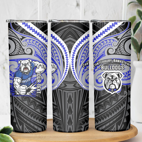 Custom Canterbury-Bankstown Bulldogs Skinny Tumbler Bulldog Warrior Polynesia Islander Rugby Mascot